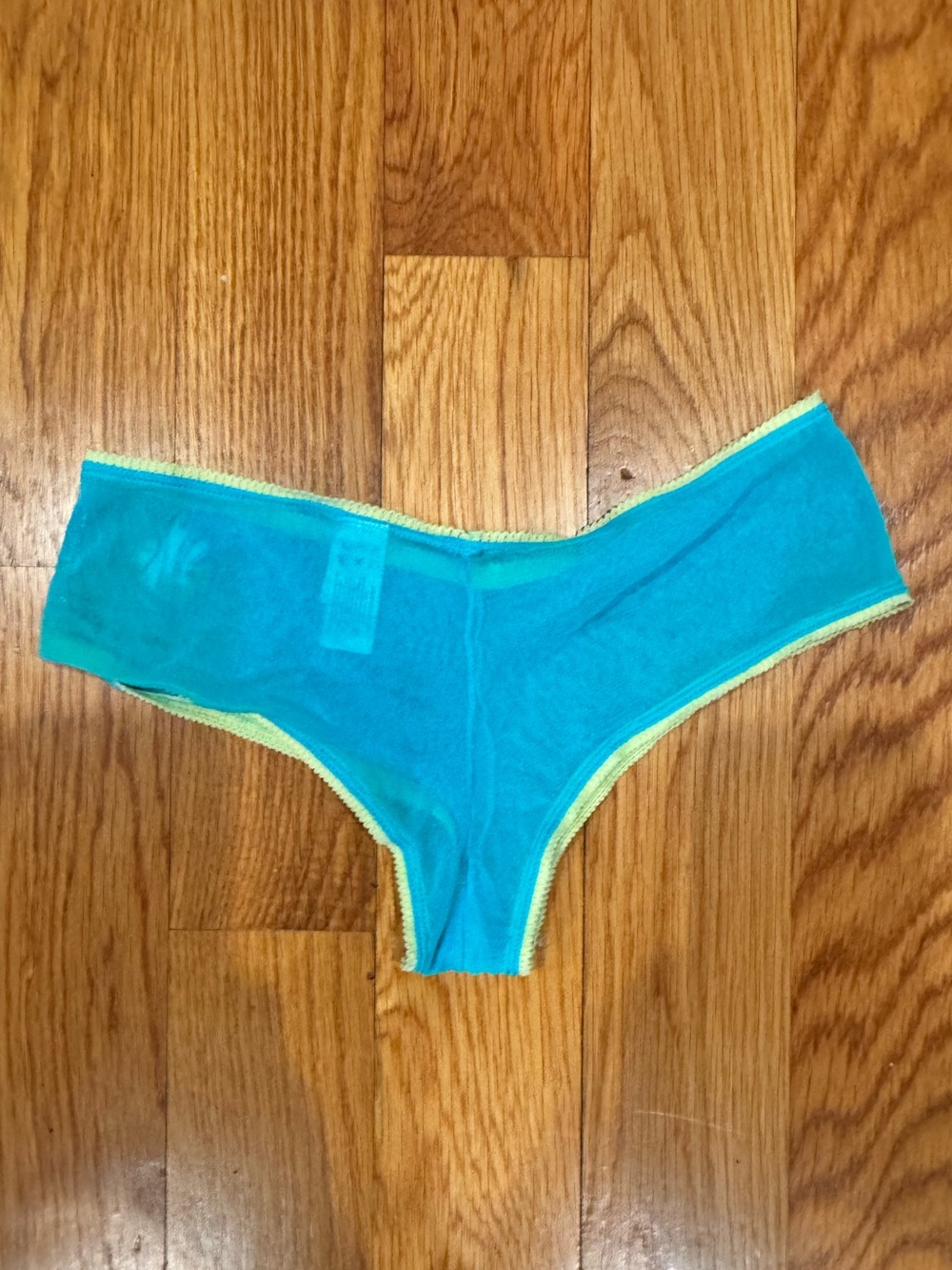 No Boundaries Teal Blue Hipster Mesh Briefs Yellow Green Lace Trim Small S 5 - Picture 2 of 3